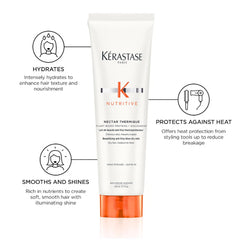 KÉRASTASE cabello seco con brillo mostrando acabado suave y manejable