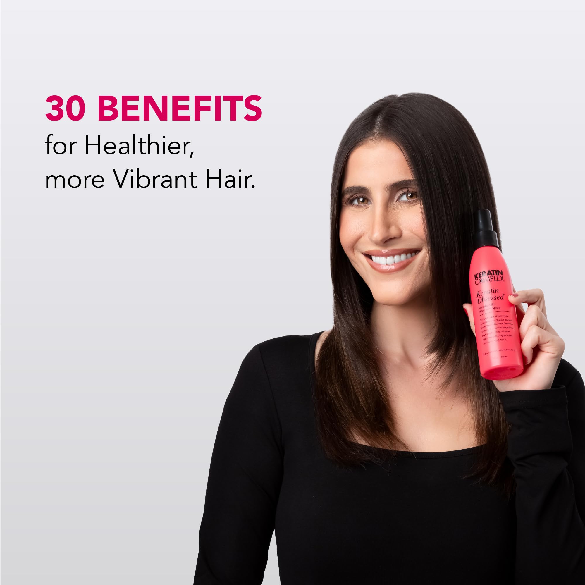 Keratin Complex comparación de tamaño del envase de 5 fl oz práctica