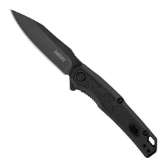 Kershaw Appa primer plano de la hoja reverse tanto con acabado negro resistente