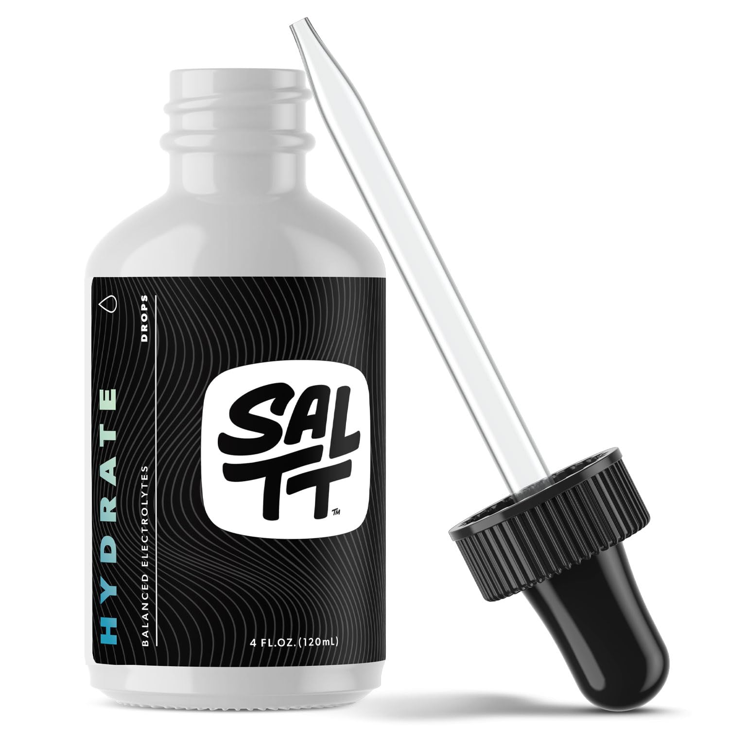 Keto Chow bote SALTT Hydrate vista frontal mostrando la presentación de 4 oz y practicidad