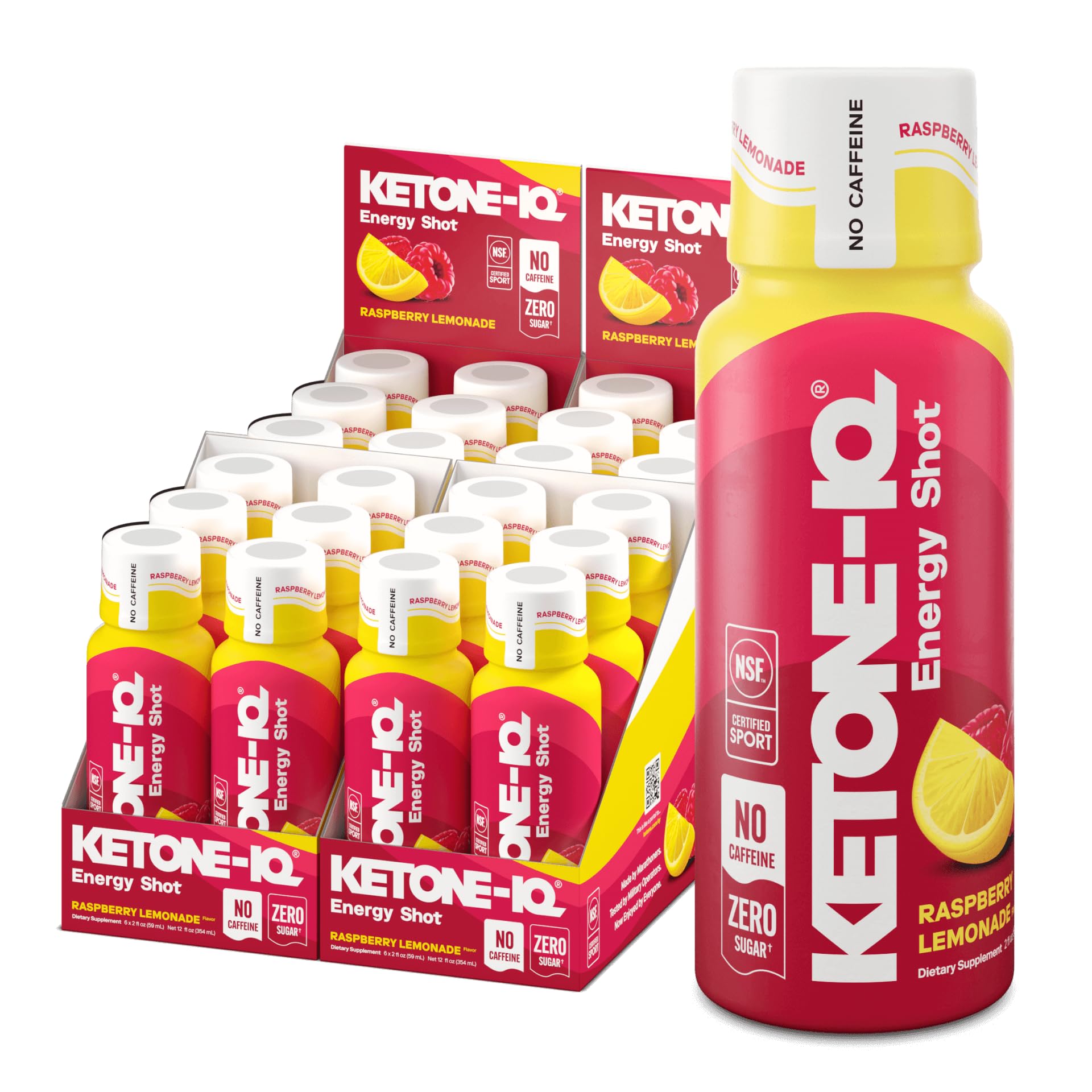 Ketone-IQ frente del packaging mostrando el sabor frambuesa-limonada y conveniencia