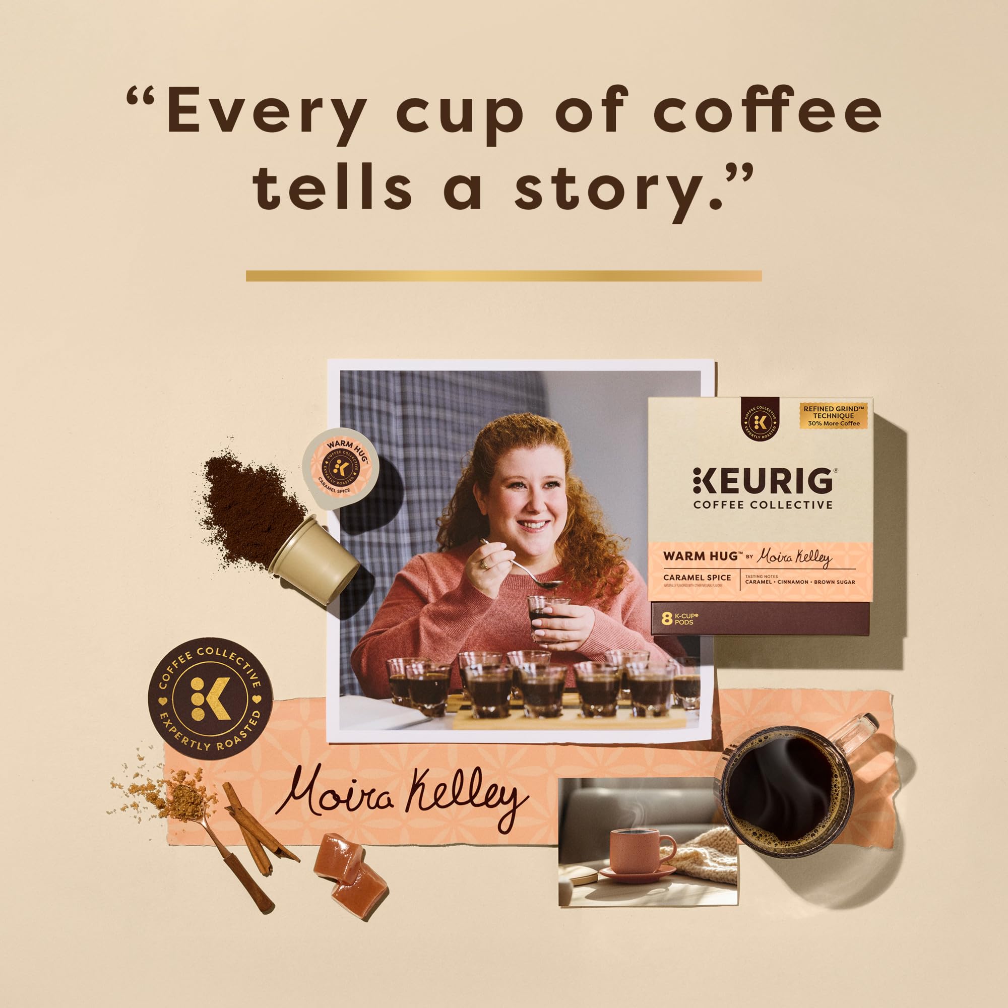 KEURIG COFFEE COLLECTIVE taza servida con espuma que resalta notas de caramelo