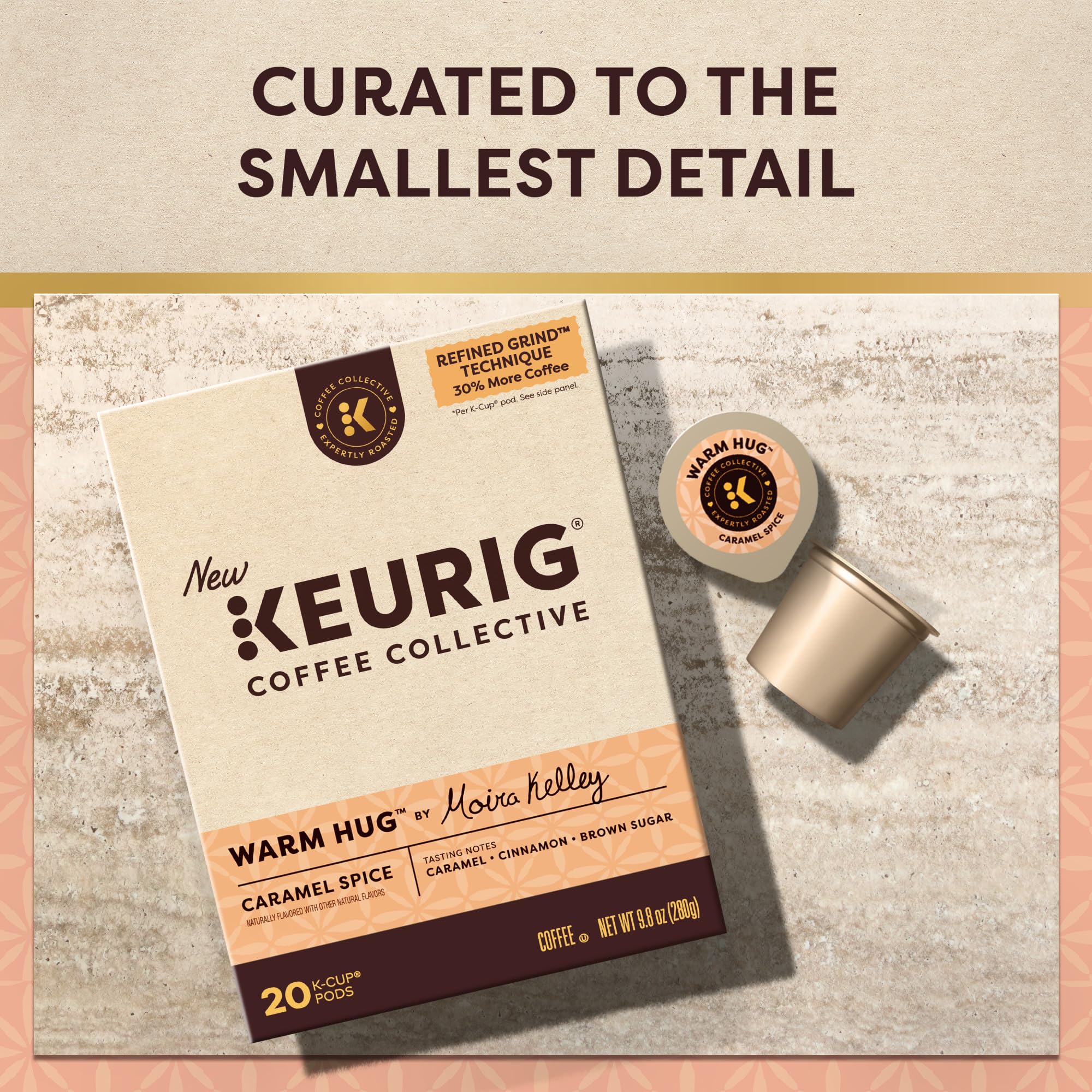 KEURIG COFFEE COLLECTIVE cápsula colocada en máquina Keurig lista para preparar