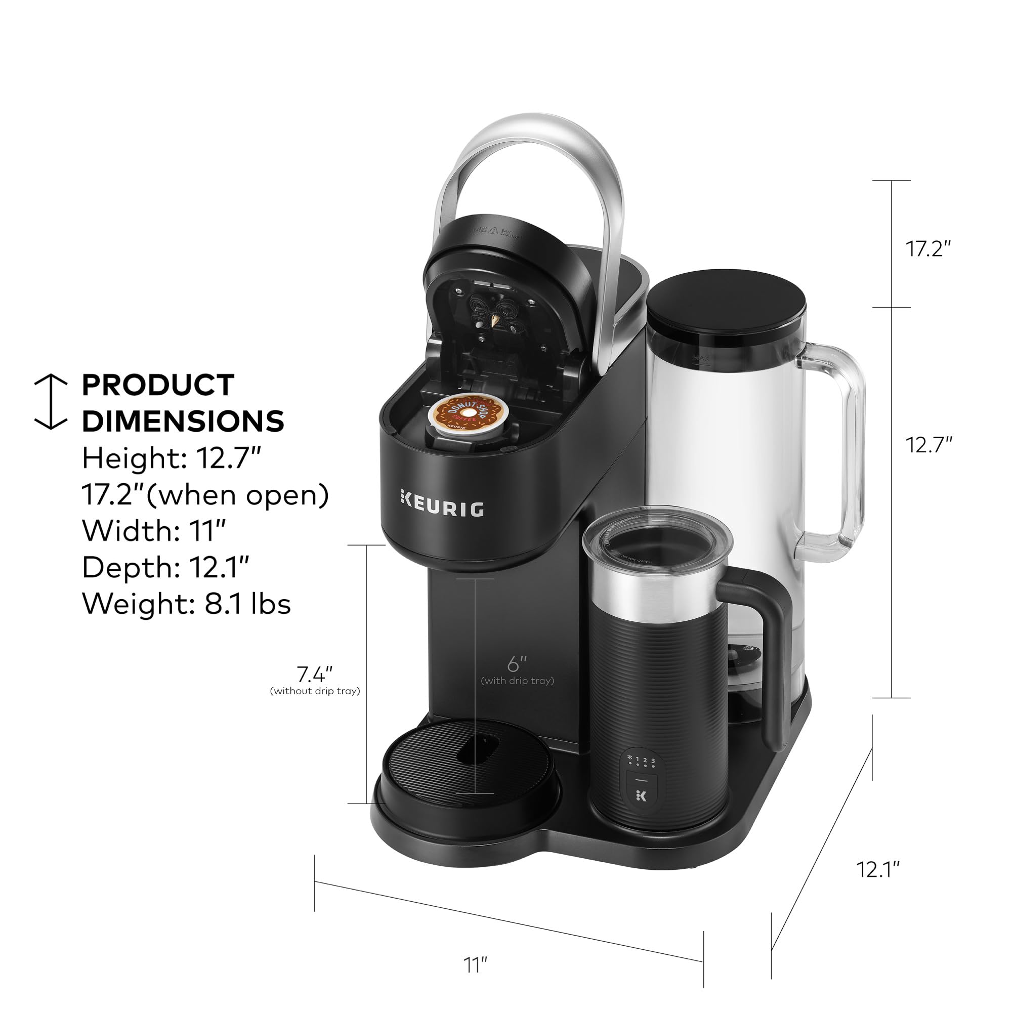 Keurig K-Café SMART next to 12oz mug in kitchen lifestyle scene for everyday cafe drinks at home