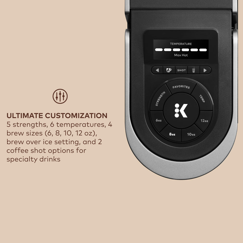 Keurig K-Café SMART pouring 2 oz and 4 oz coffee shots illustrating concentrated espresso-style options