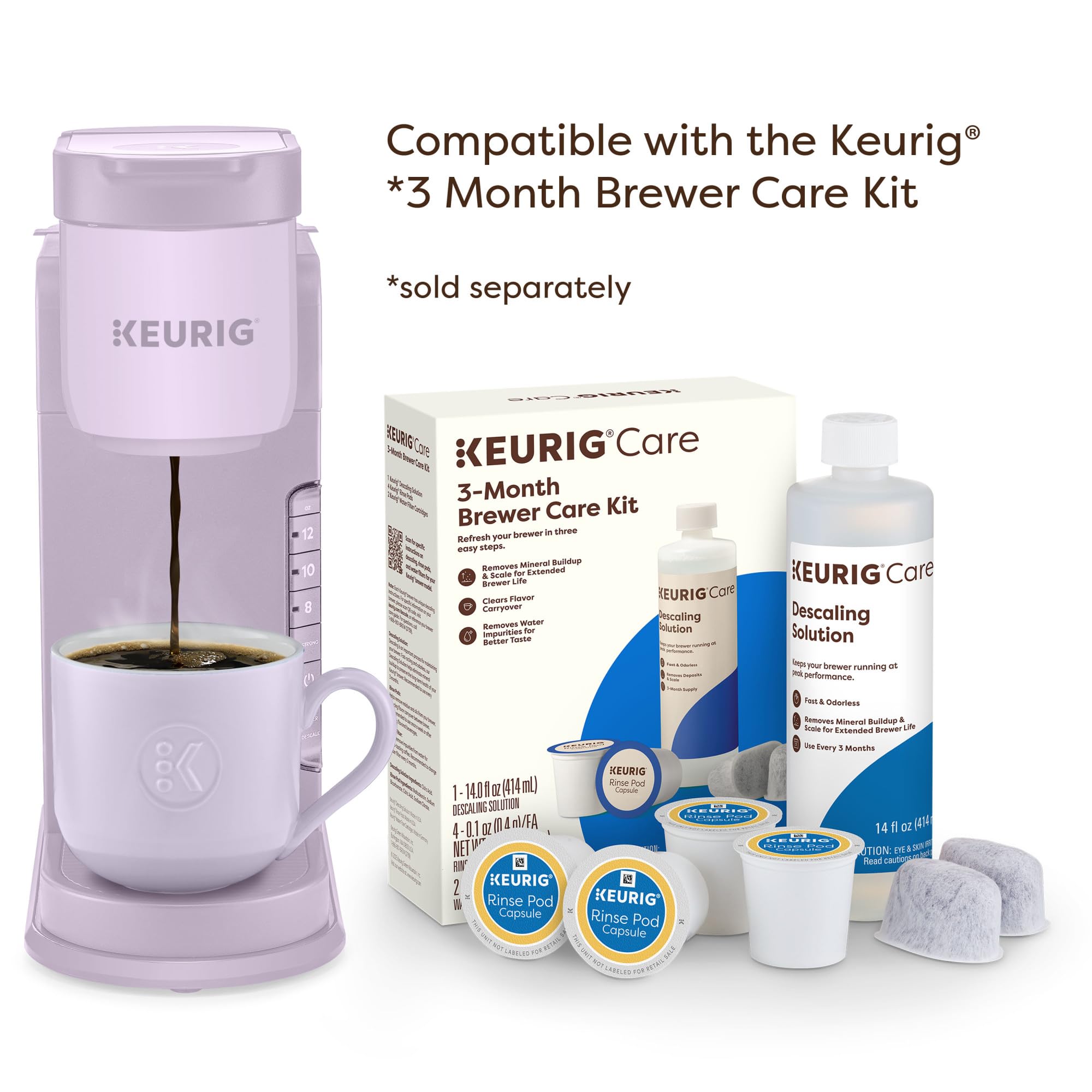 Keurig K-Express junto a taza para comparar tamaño y dimensiones