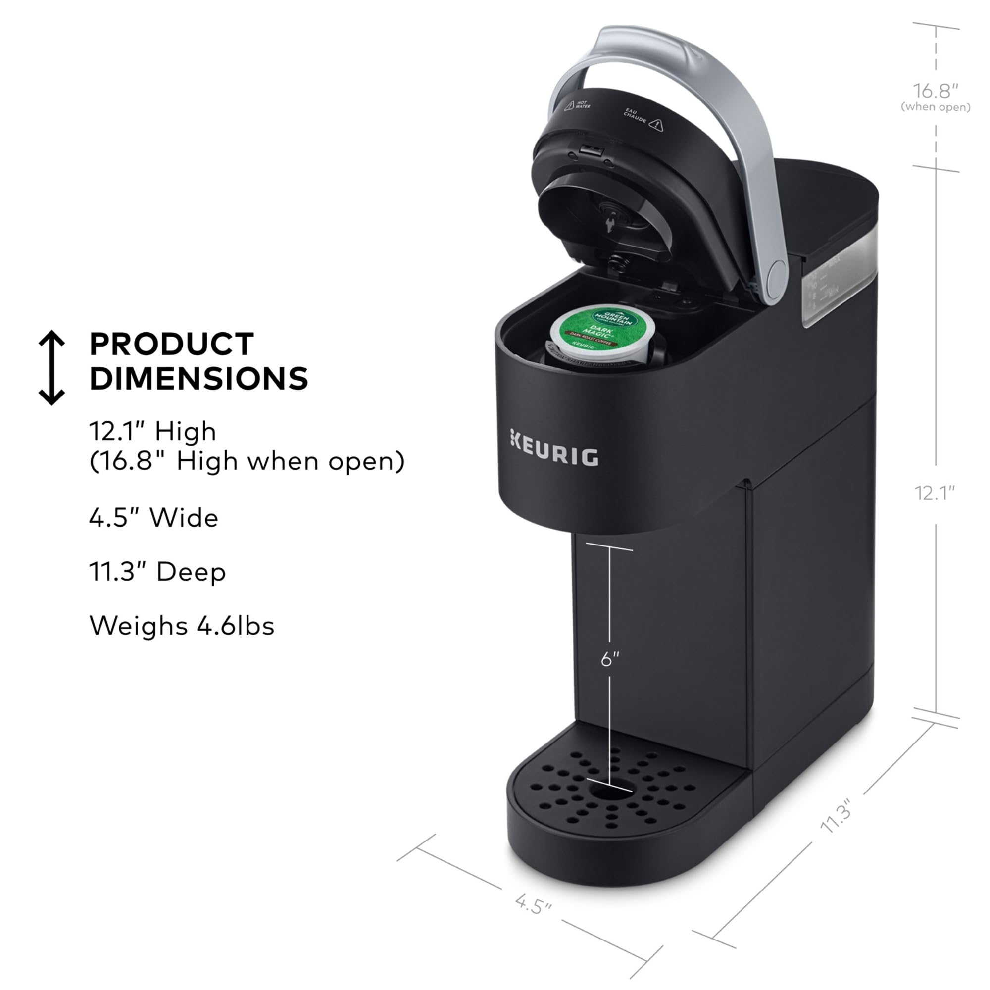 Keurig K-Mini primer plano del acabado mate mostrando textura moderna
