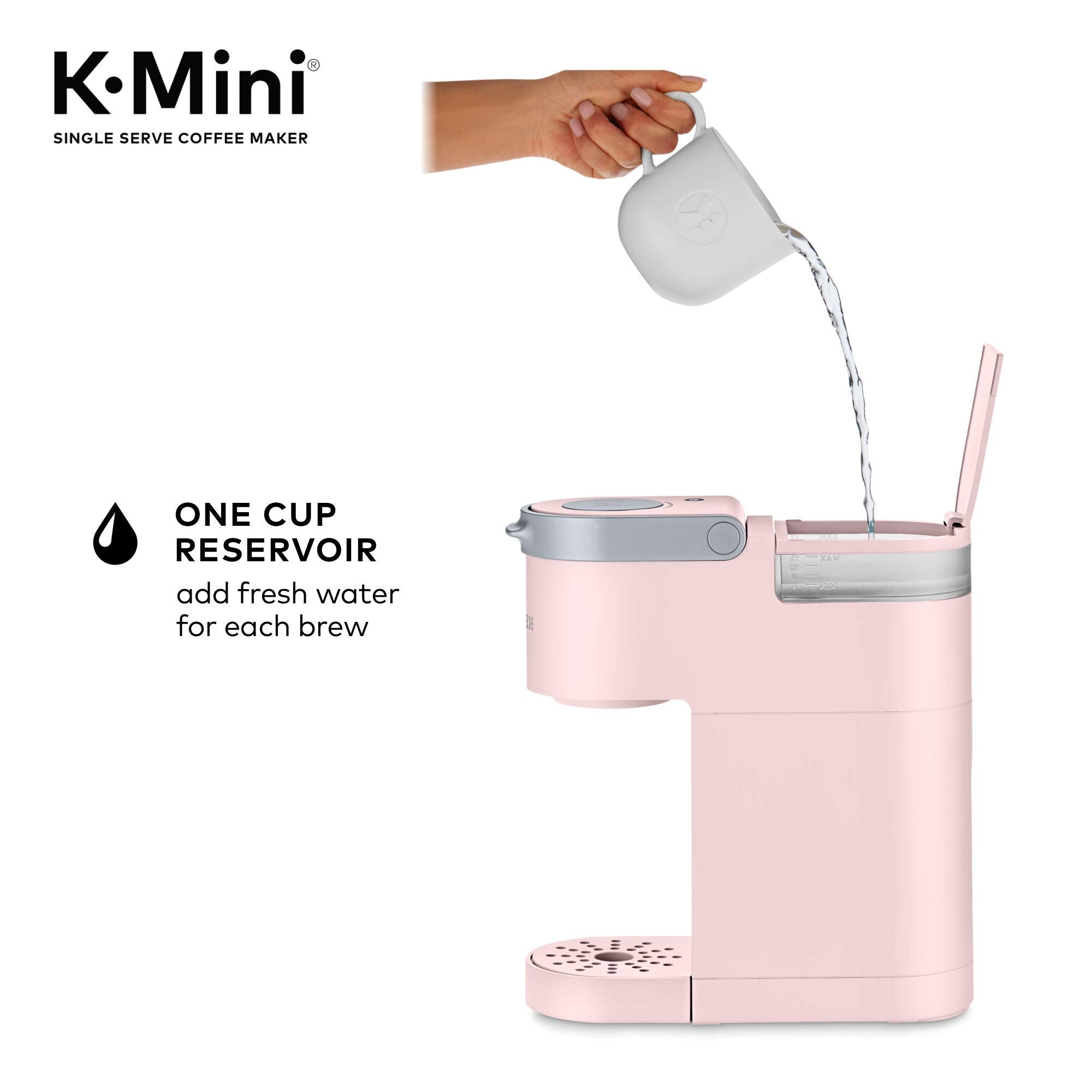 Keurig K-Mini con cable guardado en compartimento, orden y transporte sencillo Keurig