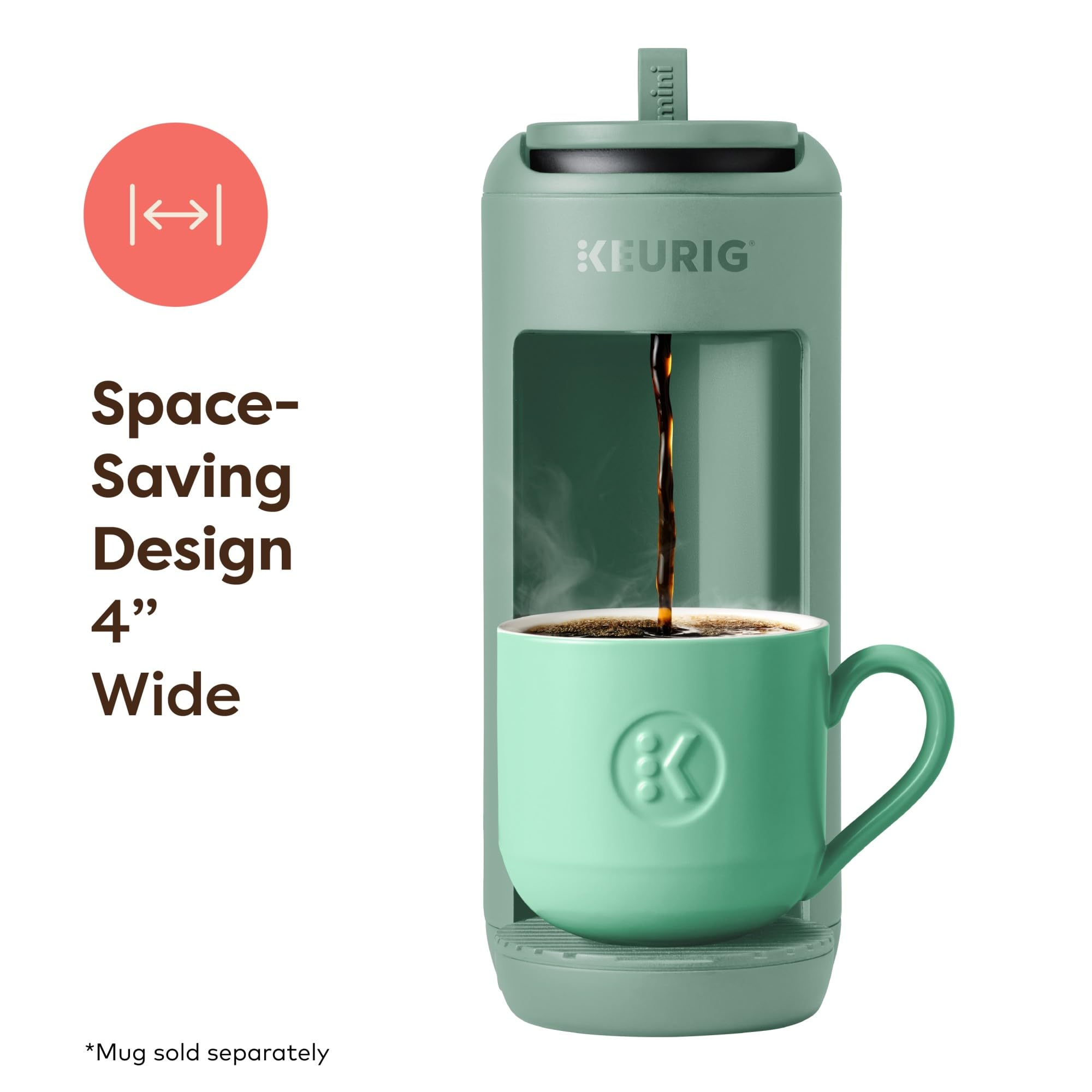 Keurig K-Mini Mate vista lateral que resalta diseño delgado y moderno
