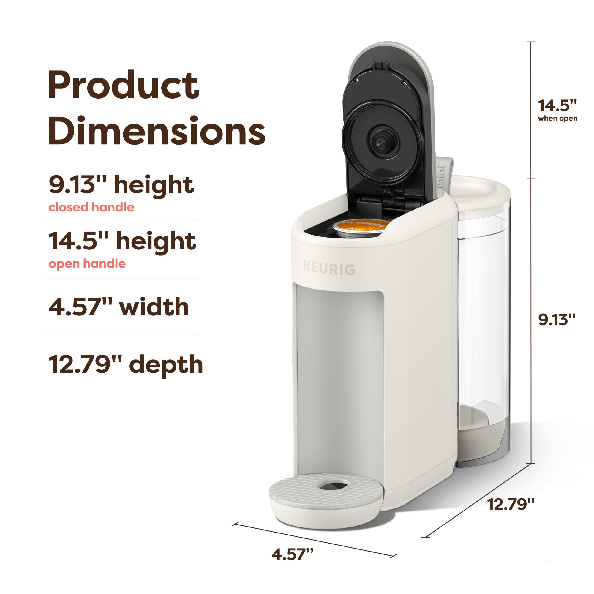 Keurig K‑Mini Mate Plus acabado y textura del frontal elegante