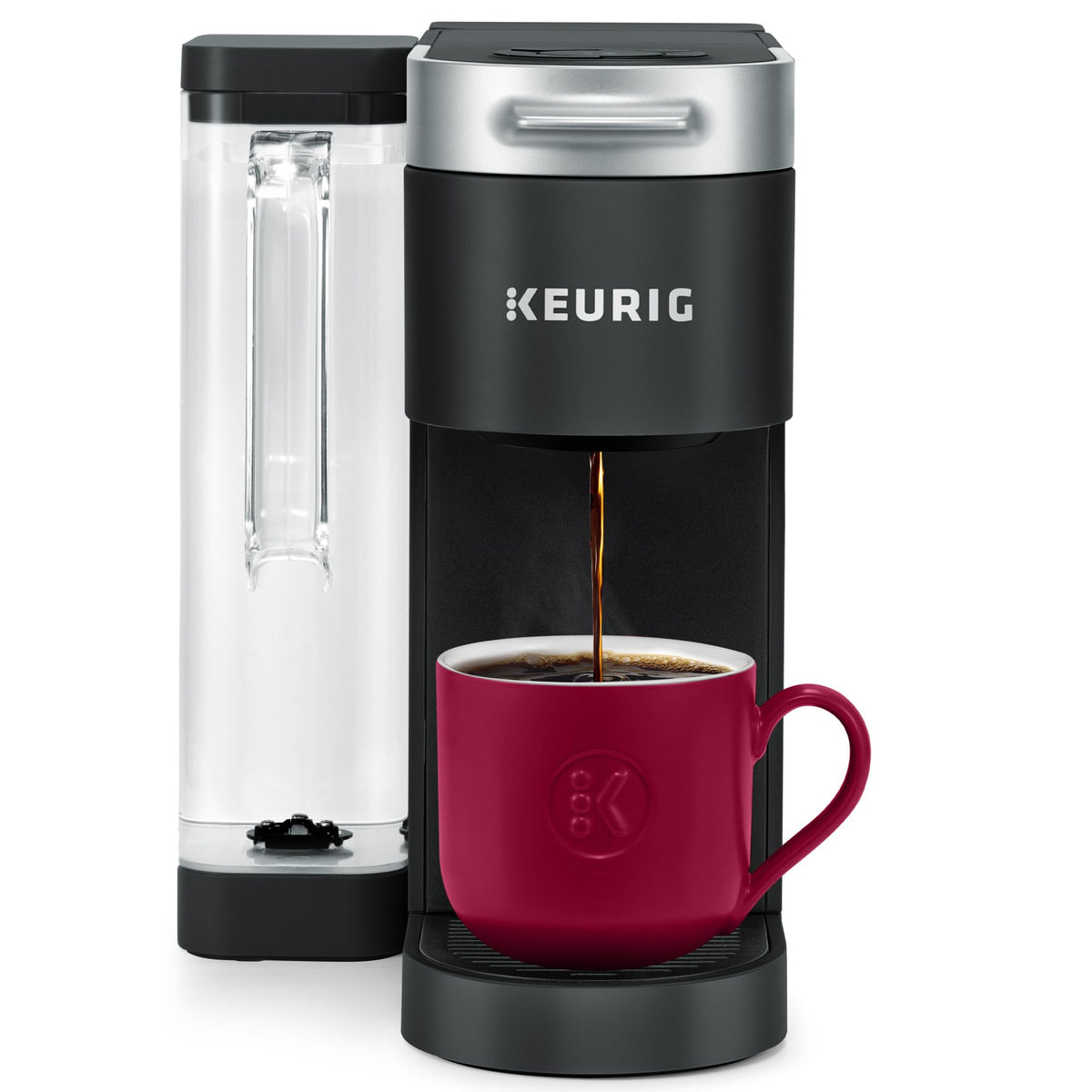 Keurig K-Supreme frontal negra mostrando diseño moderno y accesibilidad