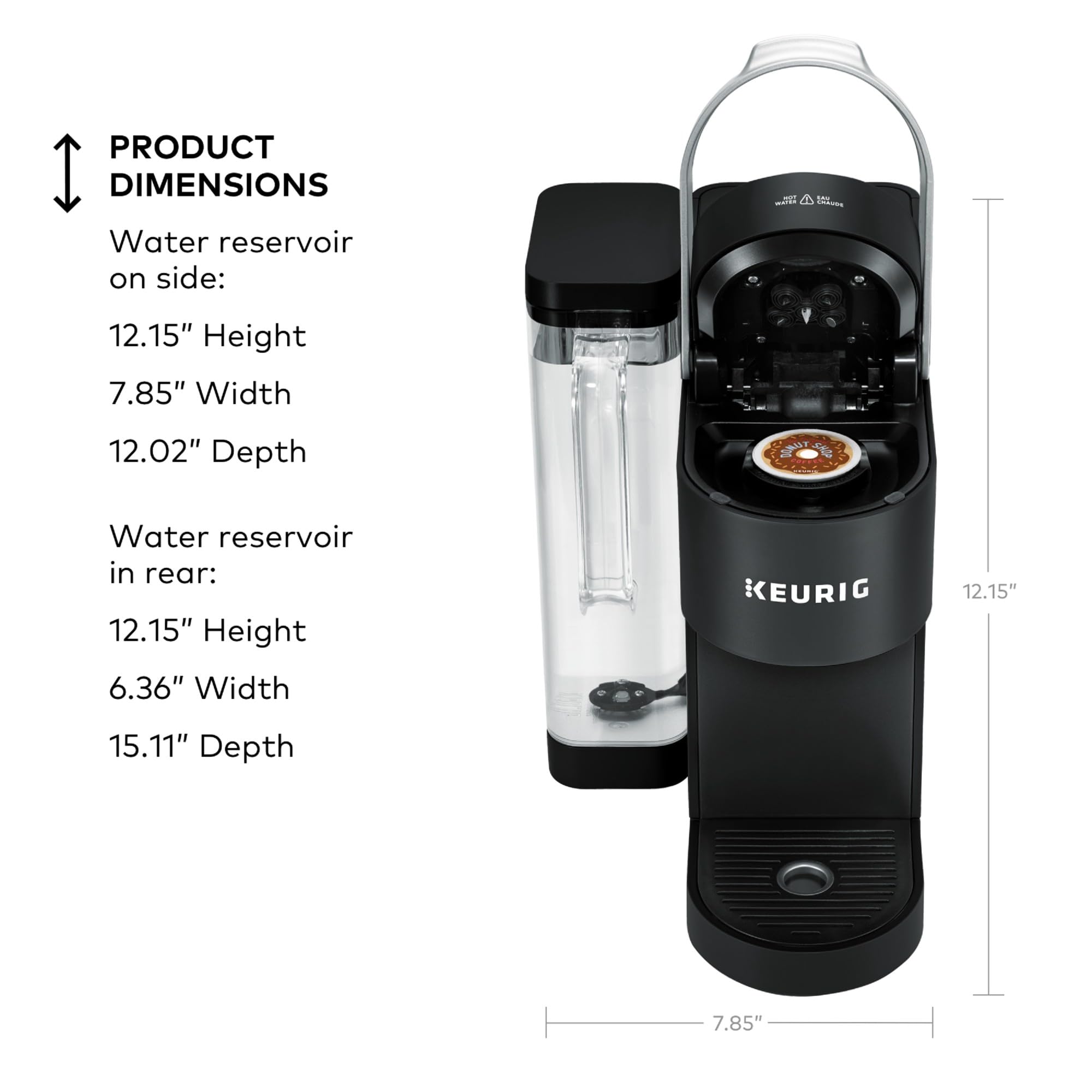 Keurig taza de 12 oz en uso demostrando capacidad para tazas grandes