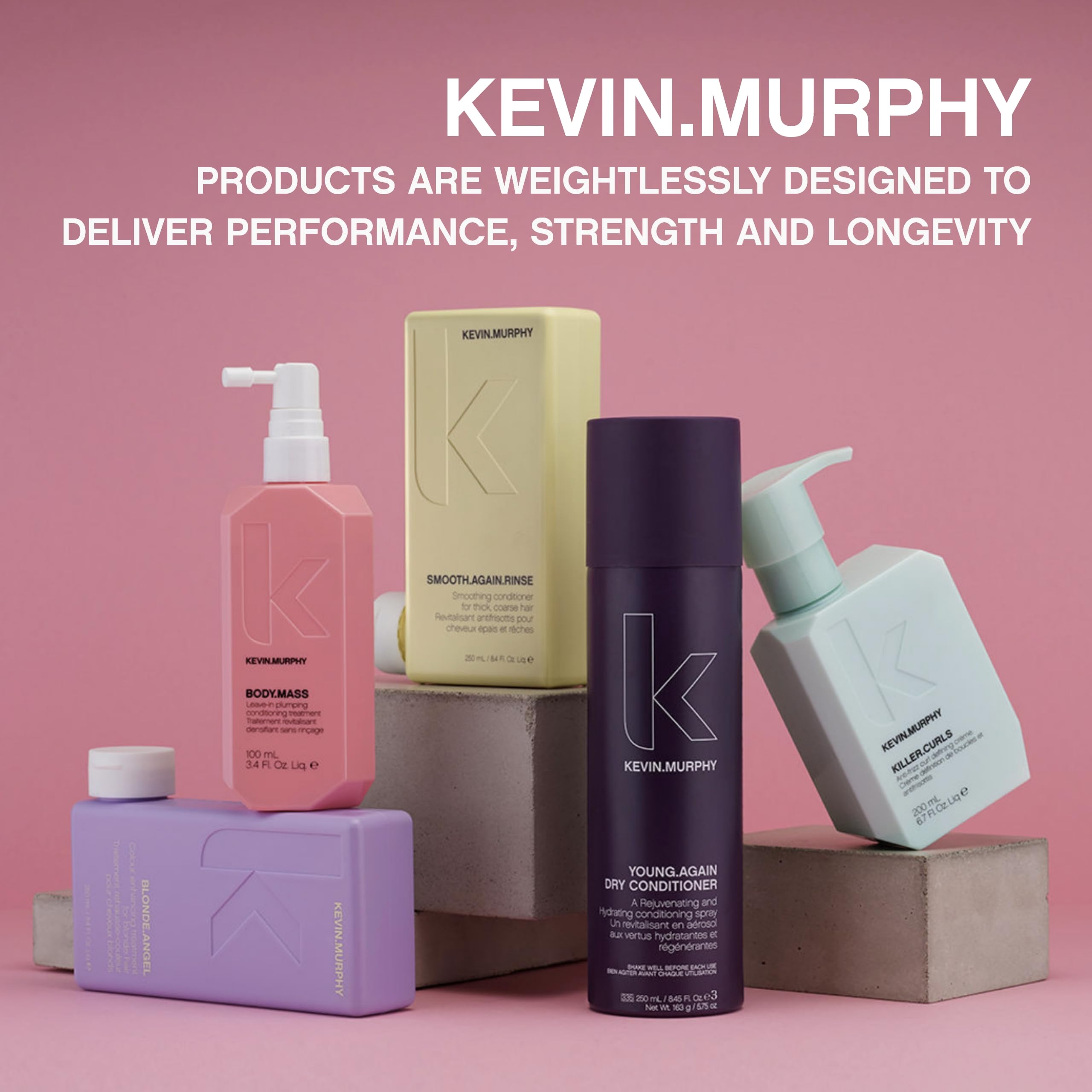 KEVIN.MURPHY etiqueta con ingredientes clave y beneficios visibles