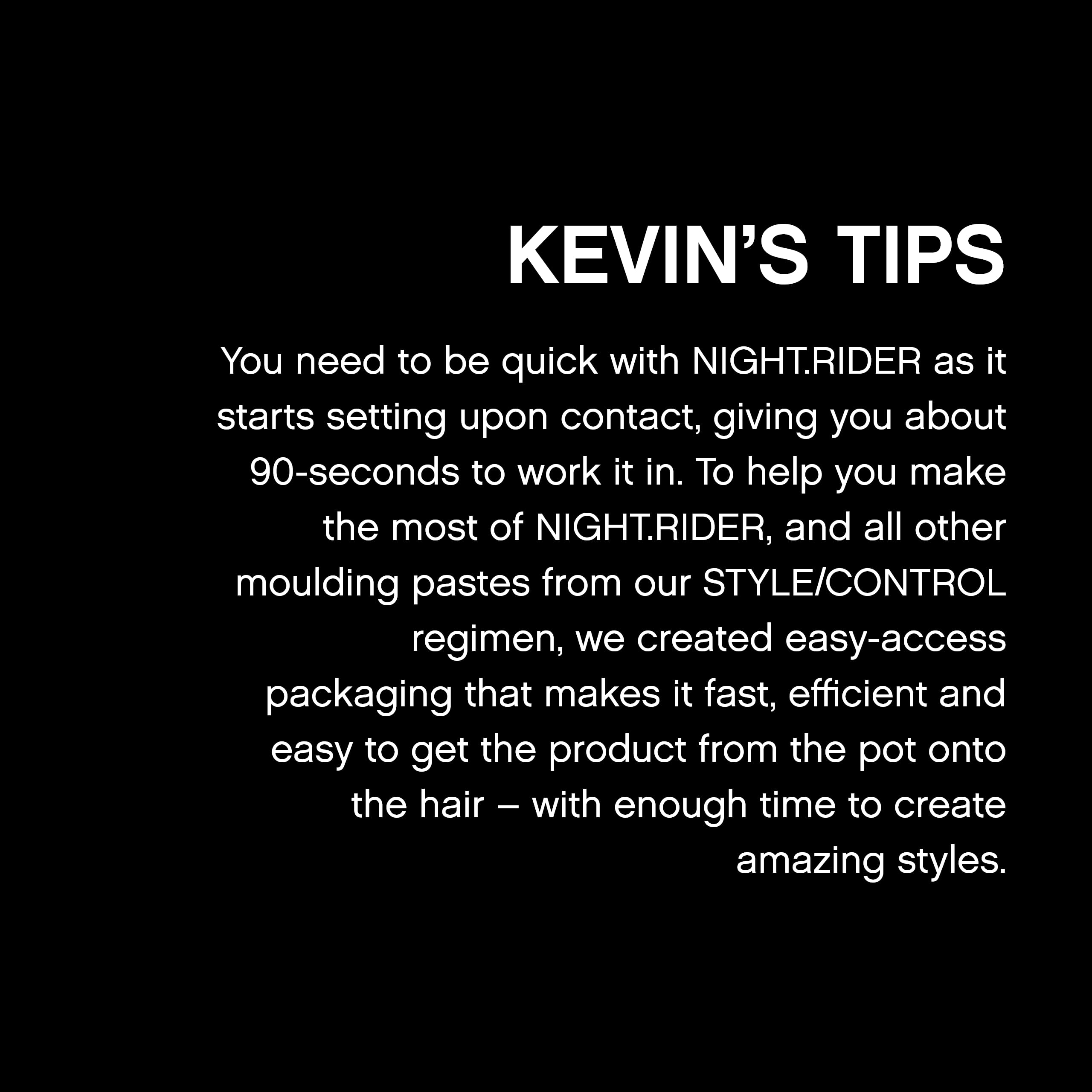KEVIN.MURPHY comparación de tamaño NIGHT.RIDER frasco 3.5 oz para referencia