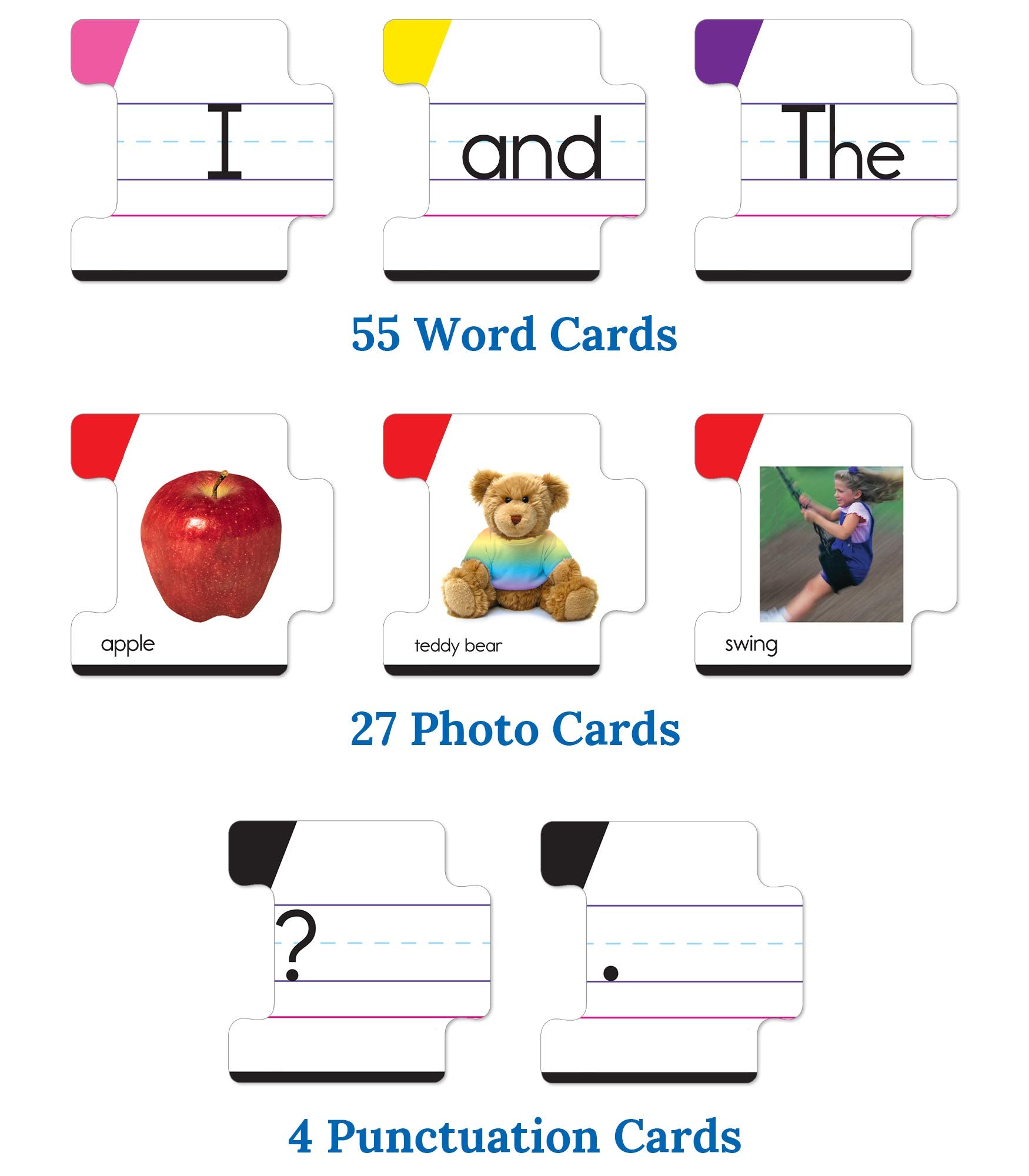 Key Education primer plano de tarjetas de palabra con código de color útil