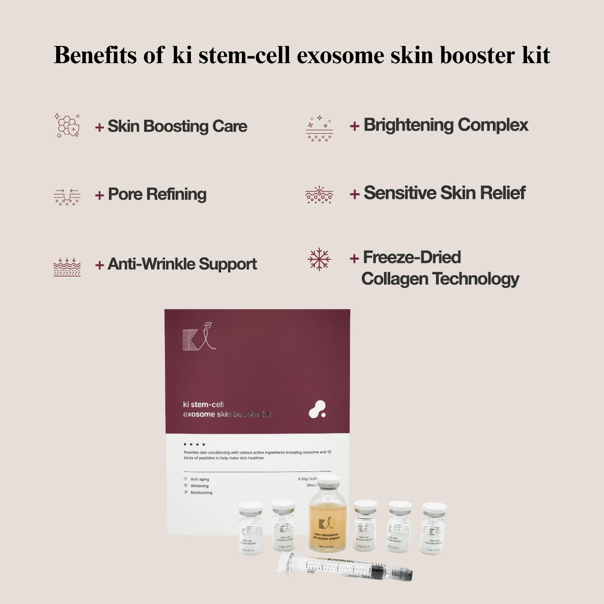 ki cosmetics etiqueta de ingredientes mostrando exosomas y péptidos clave