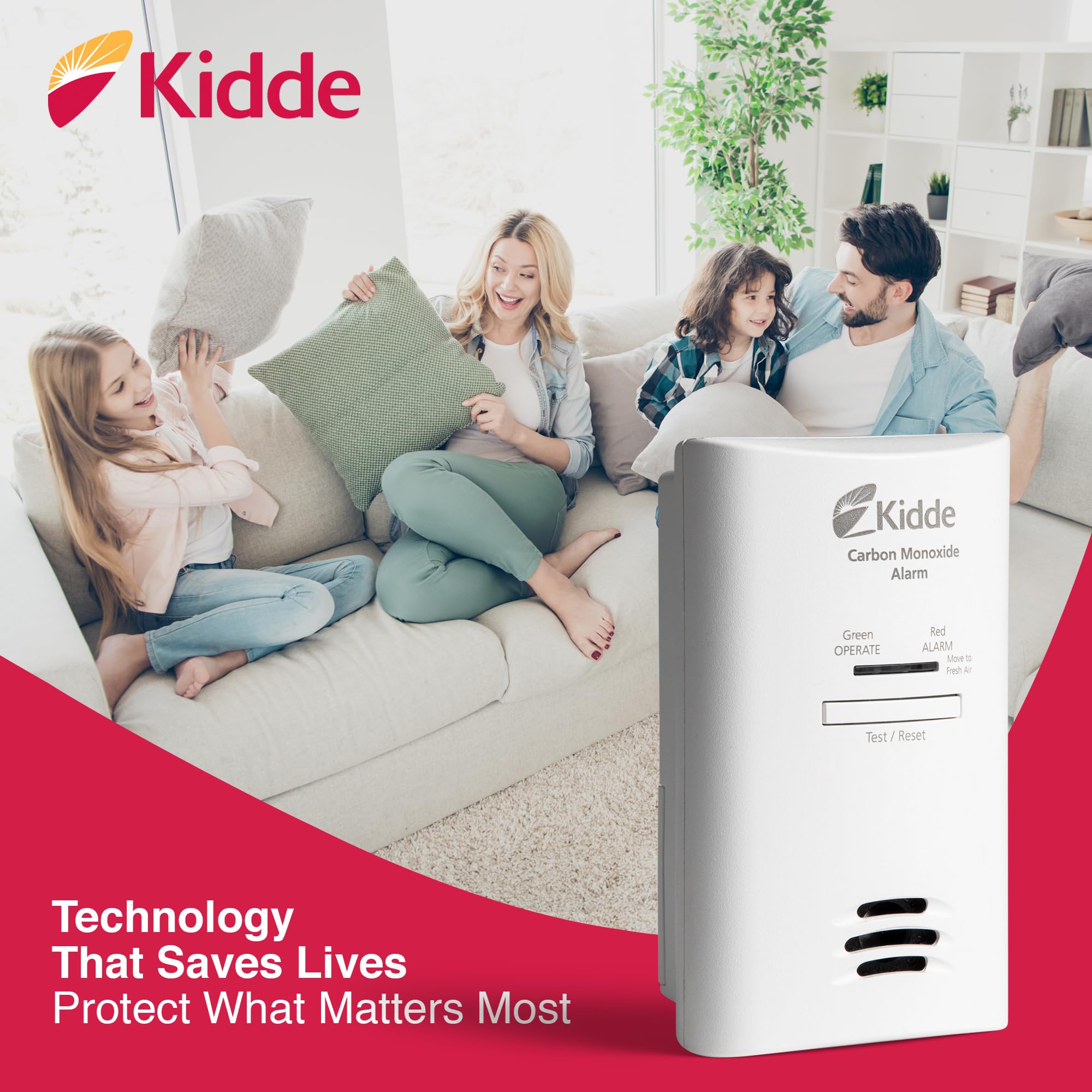 Kidde detector instalado cerca de cama seguridad familiar