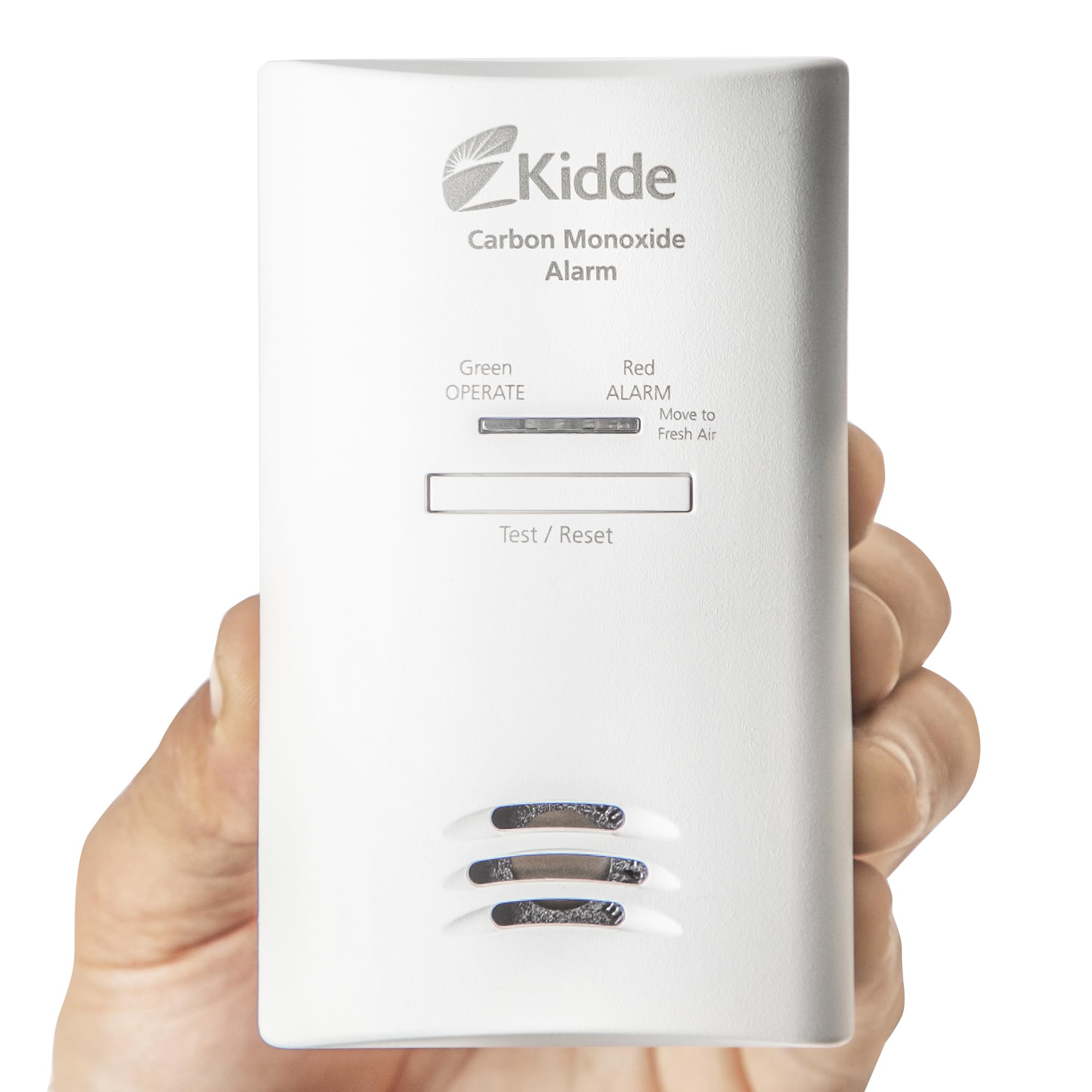 Kidde comparación de tamaño con mano dimensiones compactas