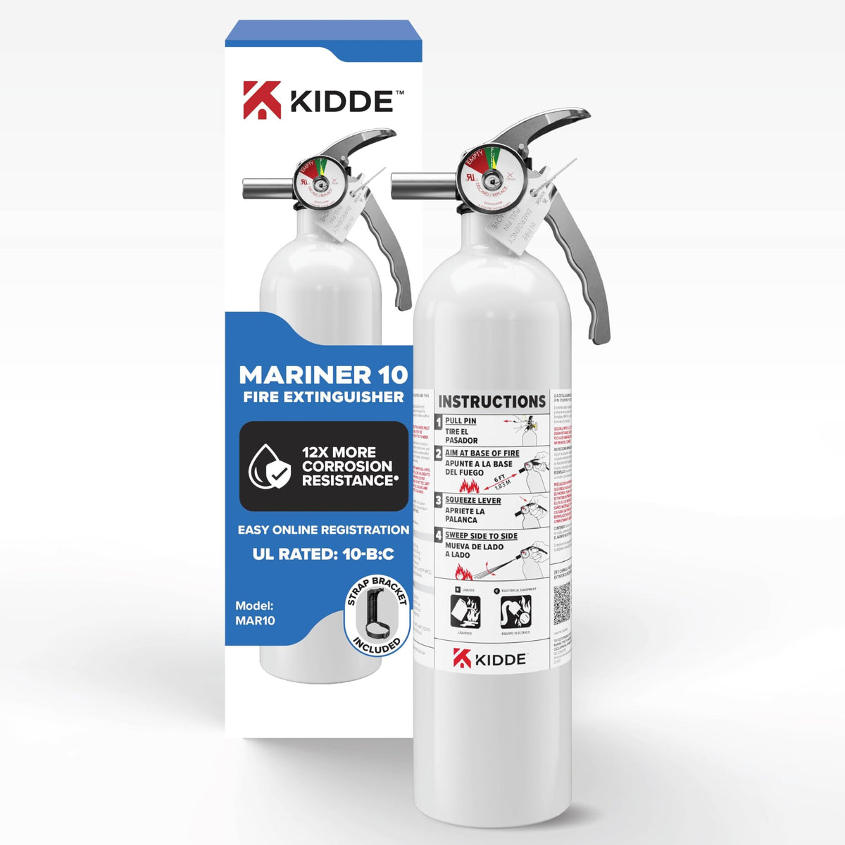 Kidde Mariner 10 vista frontal mostrando diseño resistente y compacta protección