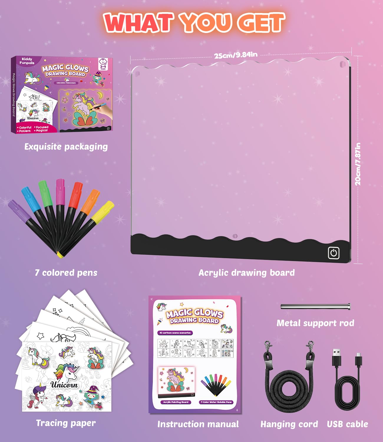 KiddyFunpals escala comparativa con manos para tamaño real