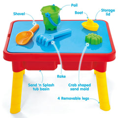 Kidoozie accessories displayed with bucket, shovel, rake and stamp for creative play