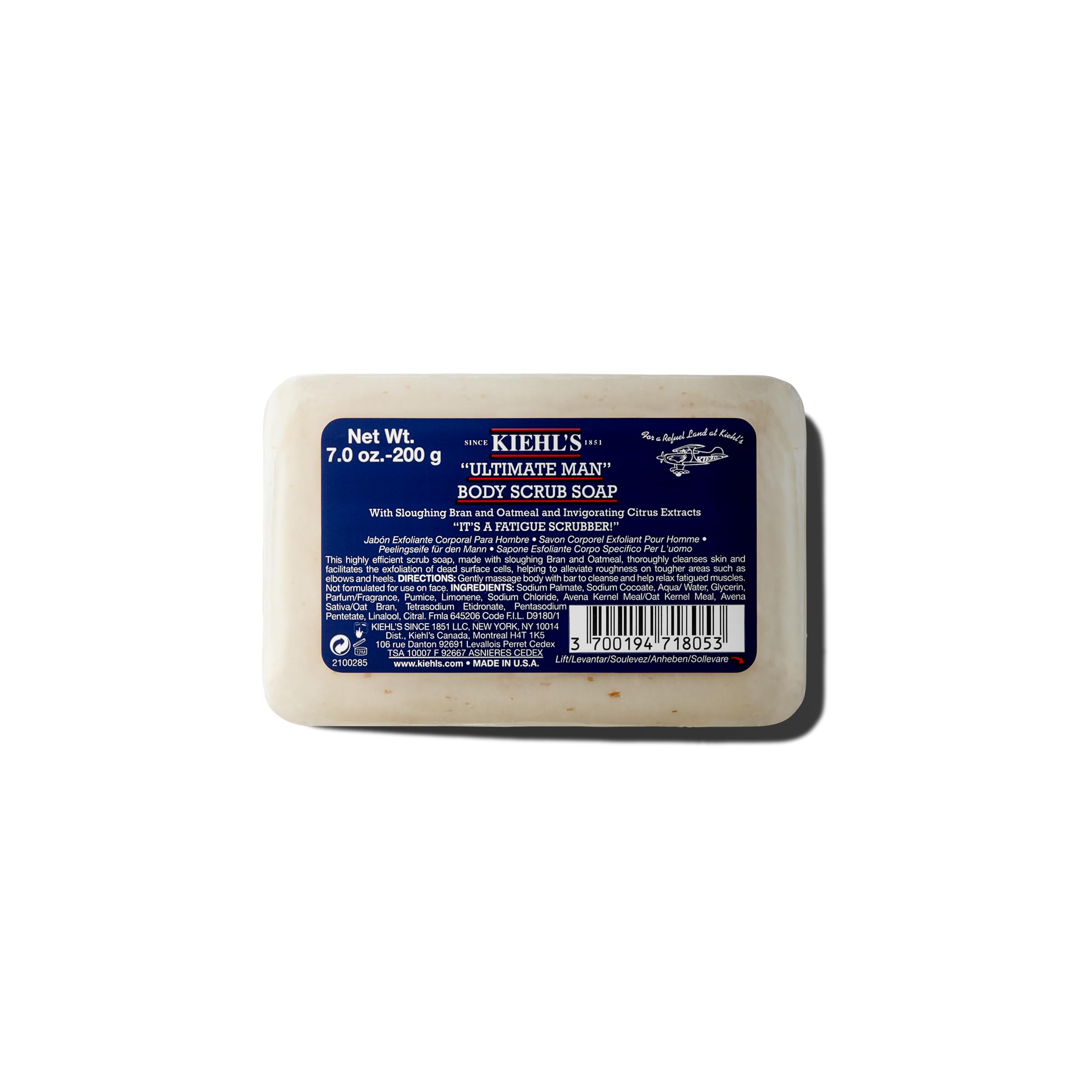 Kiehl's barra frontal mostrando diseño y beneficio de limpieza profunda