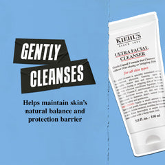 Kiehl's tamaño de 2.5 fl oz comparado con una botella de viaje