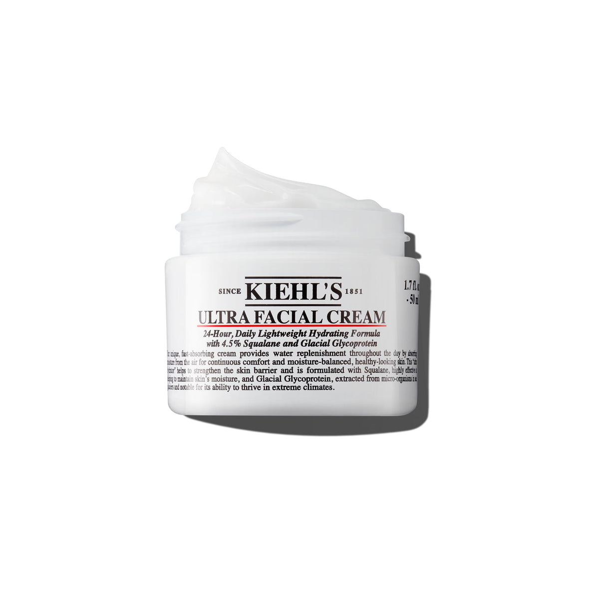 Kiehl's tarro frontal mostrando el envase y la marca, hidratación práctica