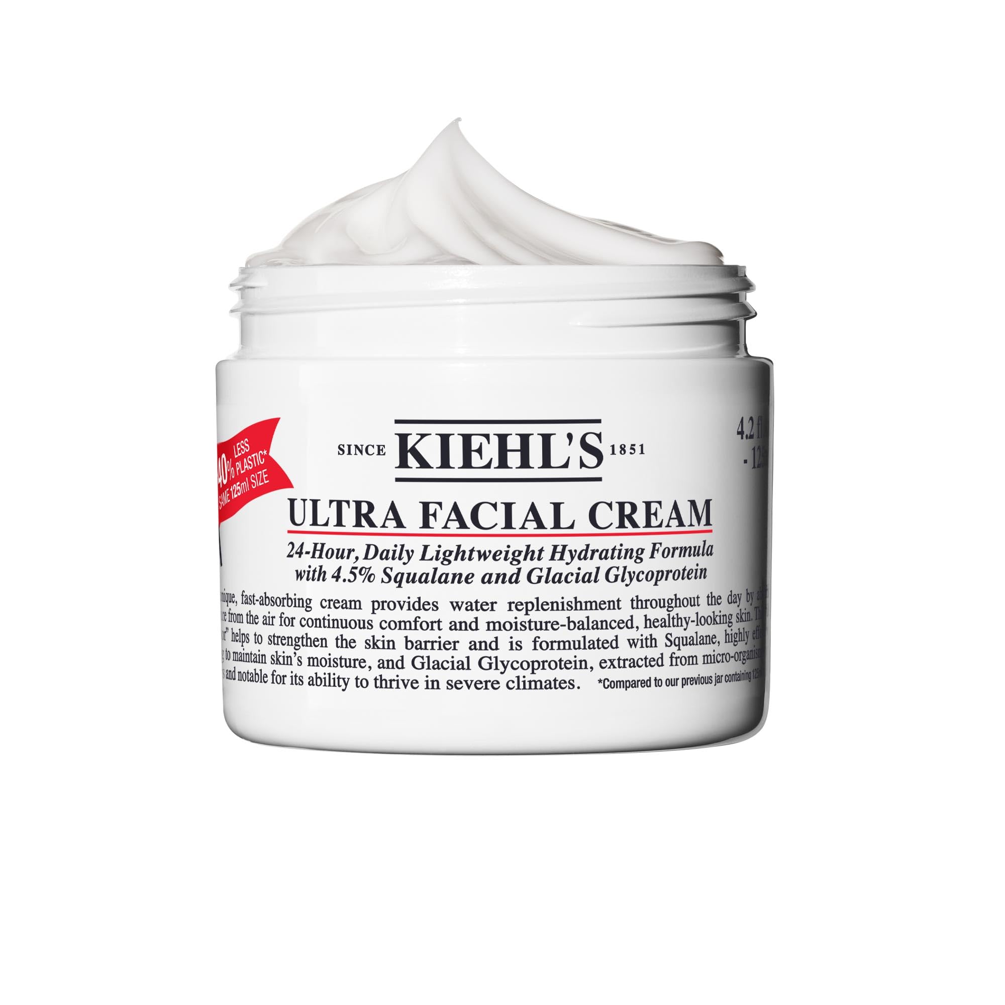 Kiehl's frasco frontal de Ultra Facial Cream mostrando el diseño y beneficio hidratante