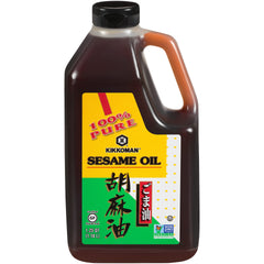 Kikkoman botella frontal de aceite de sésamo tostado, envase hermético y uso versátil