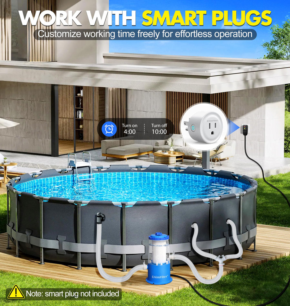 KimFilter comparación de tamaño con piscina para ver capacidad adecuada