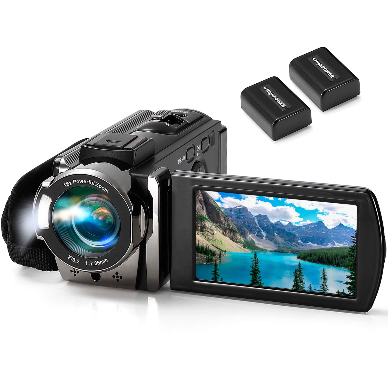 kimire vista frontal de la camcorder mostrando controles y carcasa, ideal para uso versátil