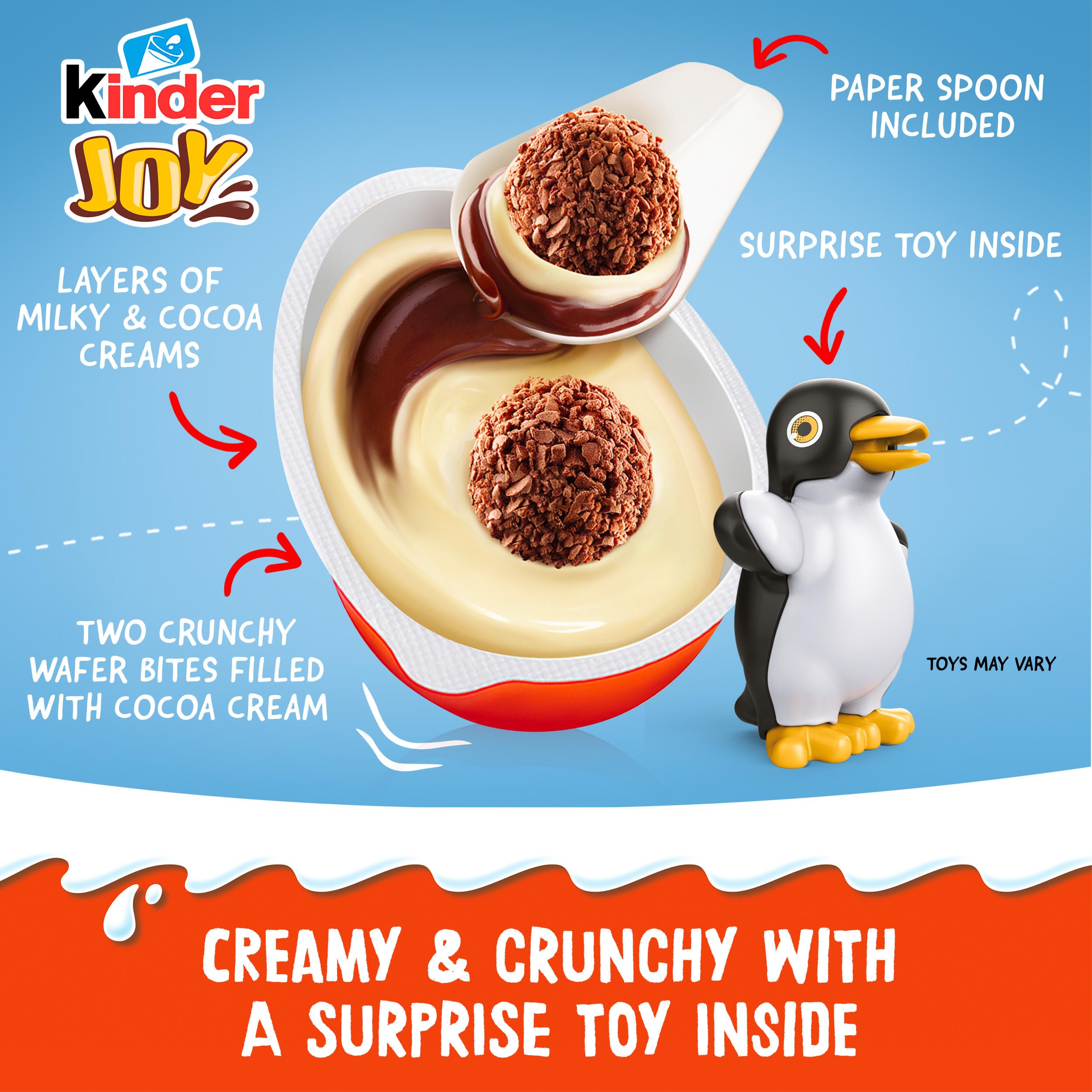 Kinder Joy primeros planos de los barquillos crujientes cubiertos de chocolate