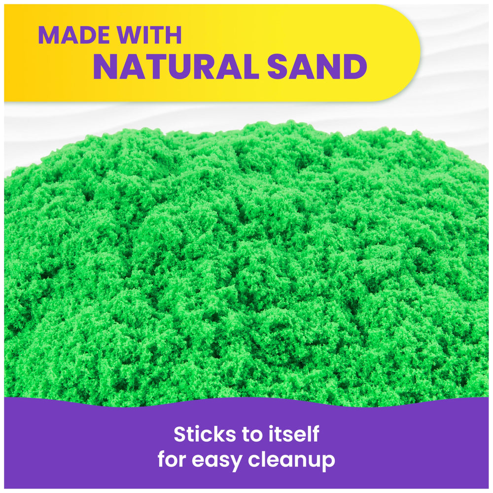 Kinetic Sand corte con espátula que demuestra facilidad de esculpir y detalle en creaciones