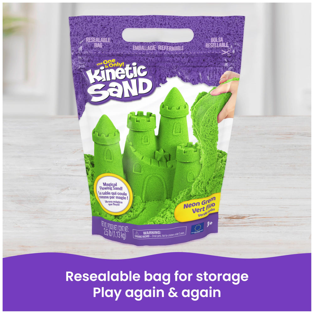 Kinetic Sand bolsa resellable mientras se guarda para mantenimiento y limpieza fácil