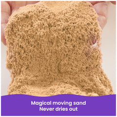 Kinetic Sand textura cercana que destaca la cohesión y suavidad