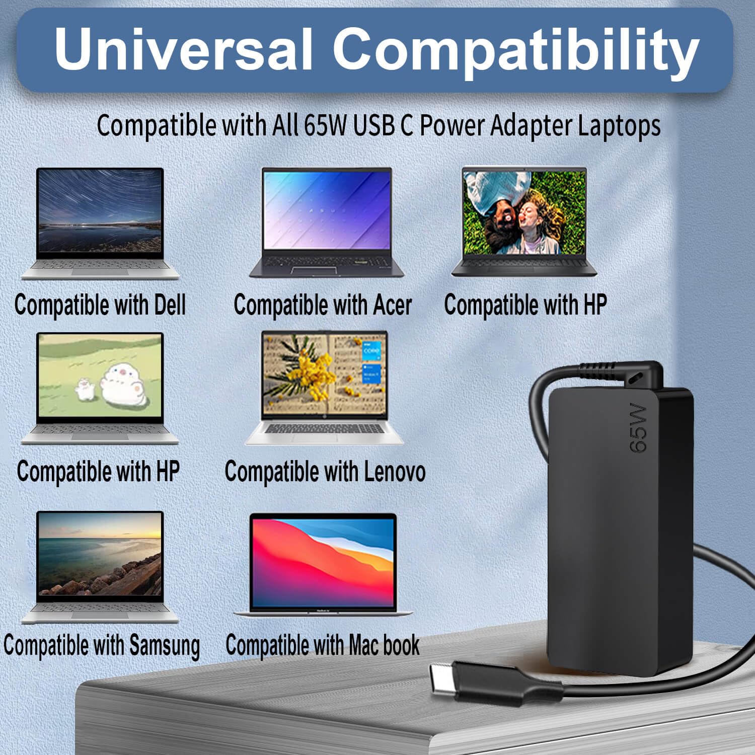 King EBOYEE cargador en uso con portátil Lenovo para carga fiable