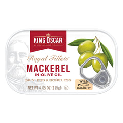 King Oscar filetes de caballa en primer plano, textura delicada y apetecible