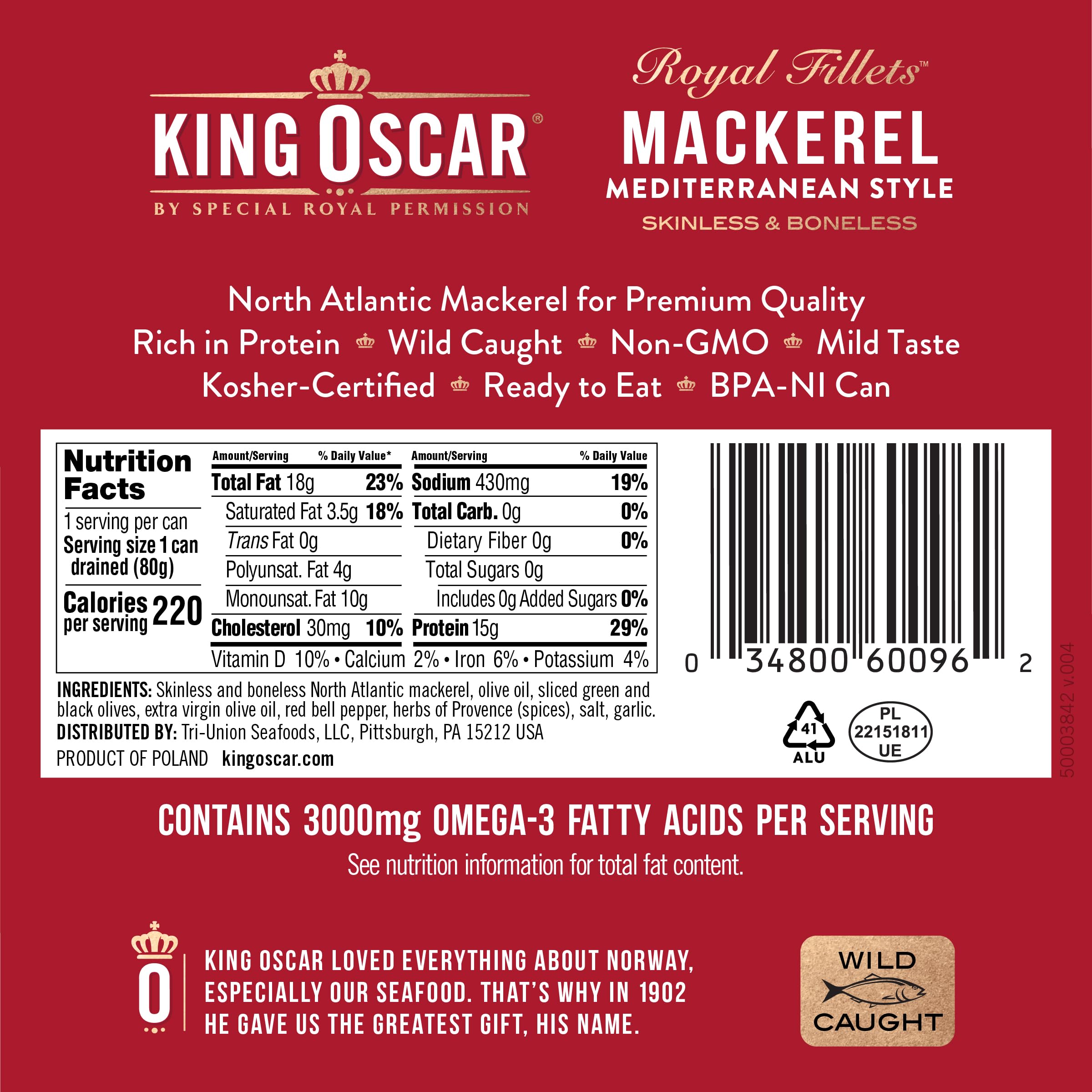 King Oscar detalle de filete de caballa sin piel ni espinas, textura delicada