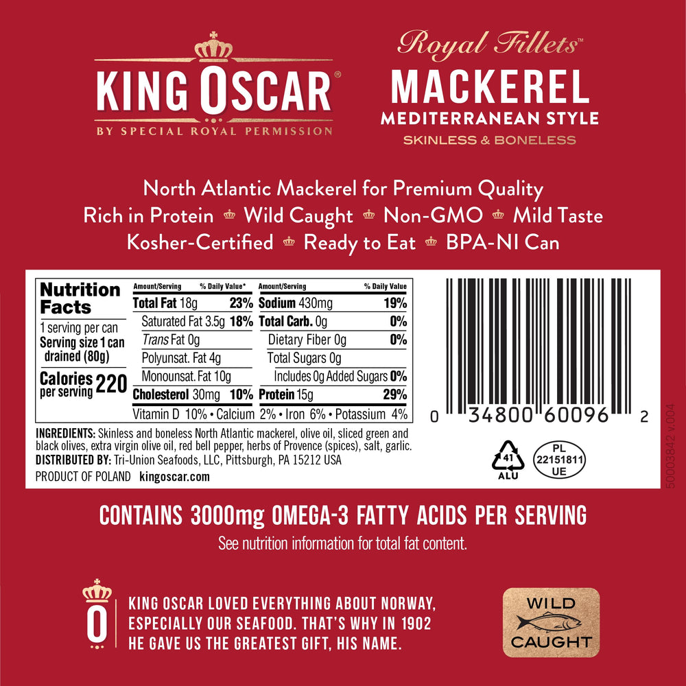 King Oscar detalle de filete de caballa sin piel ni espinas, textura delicada