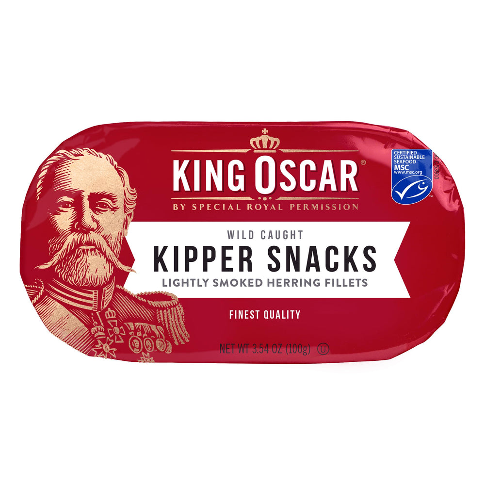 King Oscar primer plano de textura del filete ahumado para apreciar jugosidad