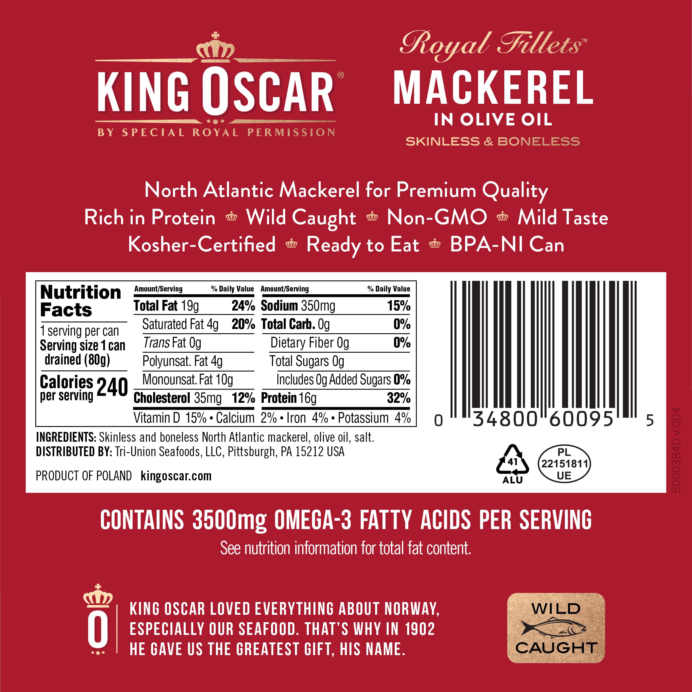 King Oscar lata en mano para comparar tamaño y porción práctica