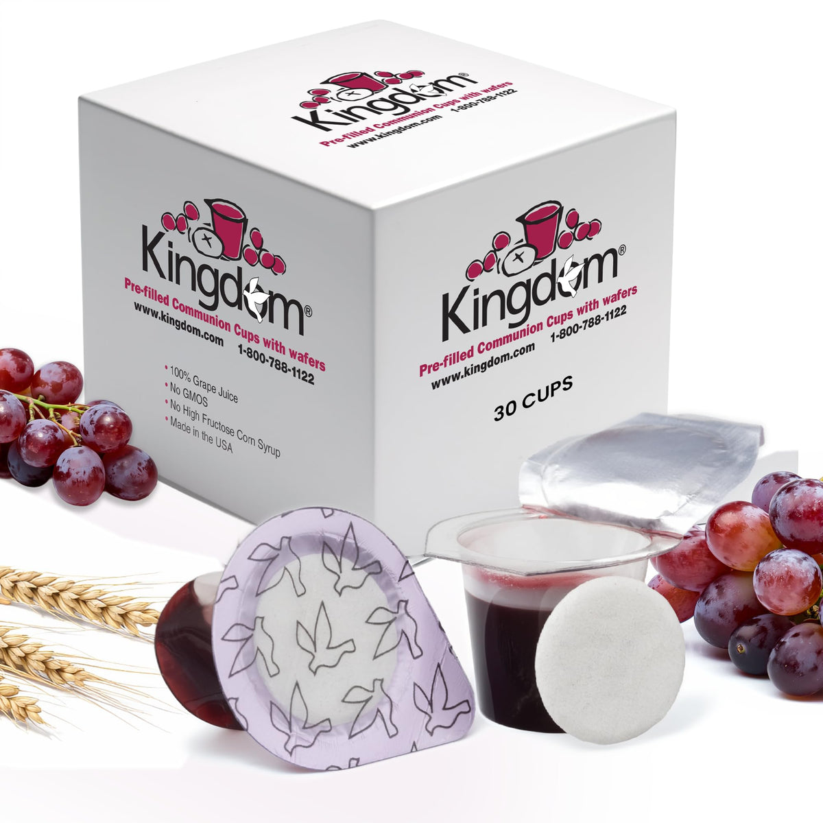 Kingdom vaso de comunión frontal mostrando sello hermético y fácil servicio