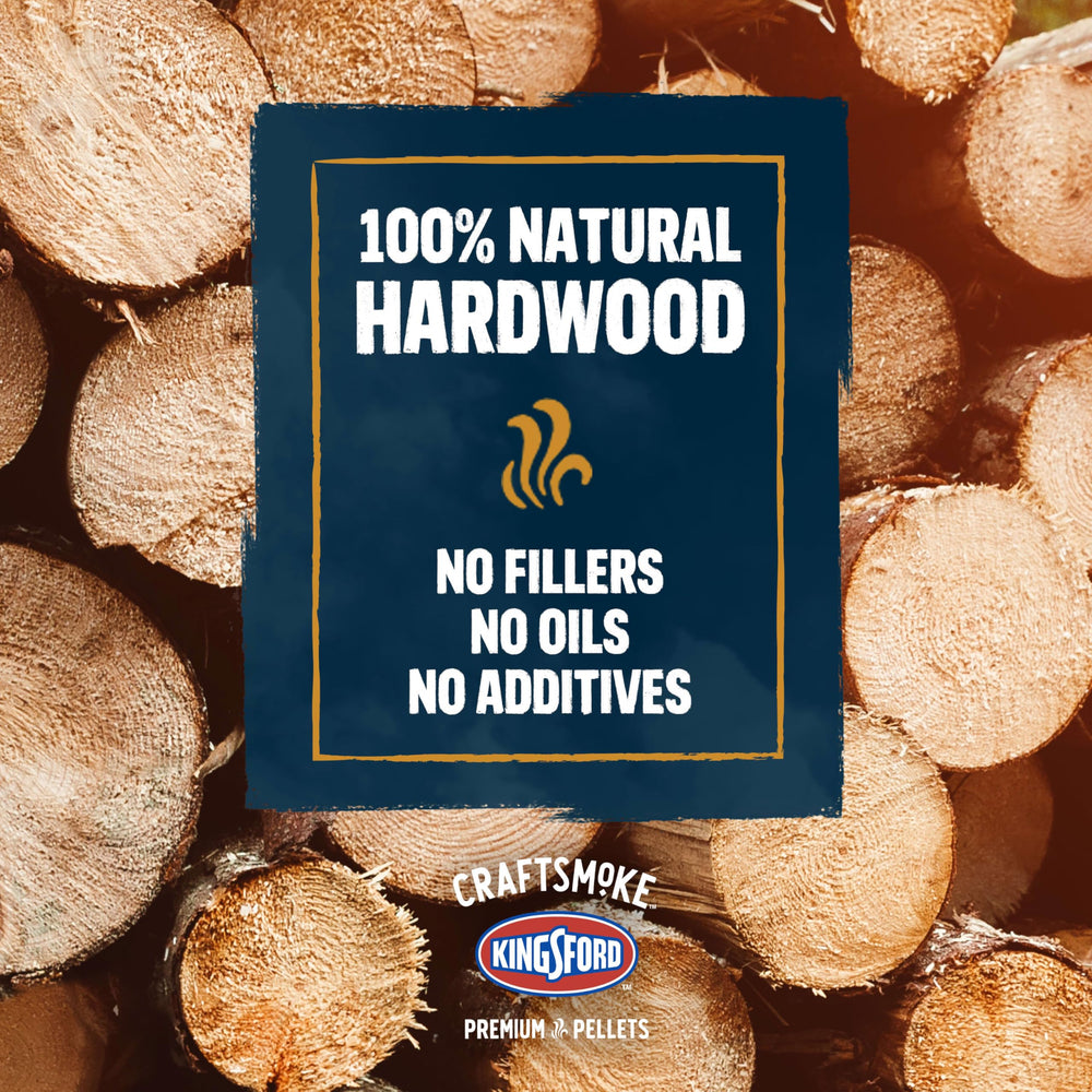 Kingsford Craftsmoke bolsa de 20 lb al lado de una regla para escala práctica