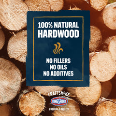 Kingsford Craftsmoke bolsa de 20 lb al lado de una regla para escala práctica