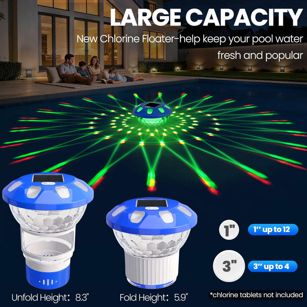 KingSom flotador iluminado en piscina creando atmósfera segura