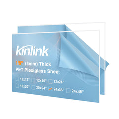 KINLINK lámina plexiglas frontal del pack mostrando transparencia y tamaño