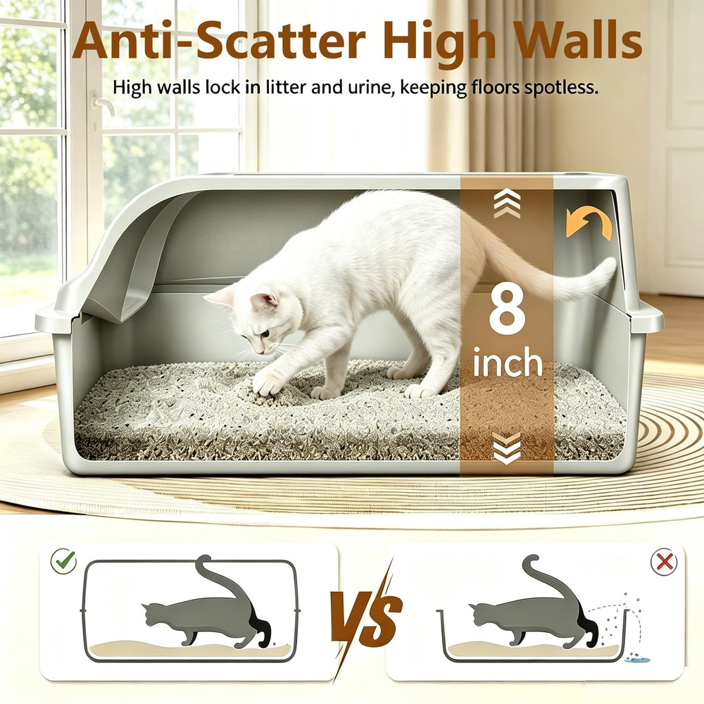 KISENG comparación de tamaño mostrando dimensiones amplias para gatos grandes