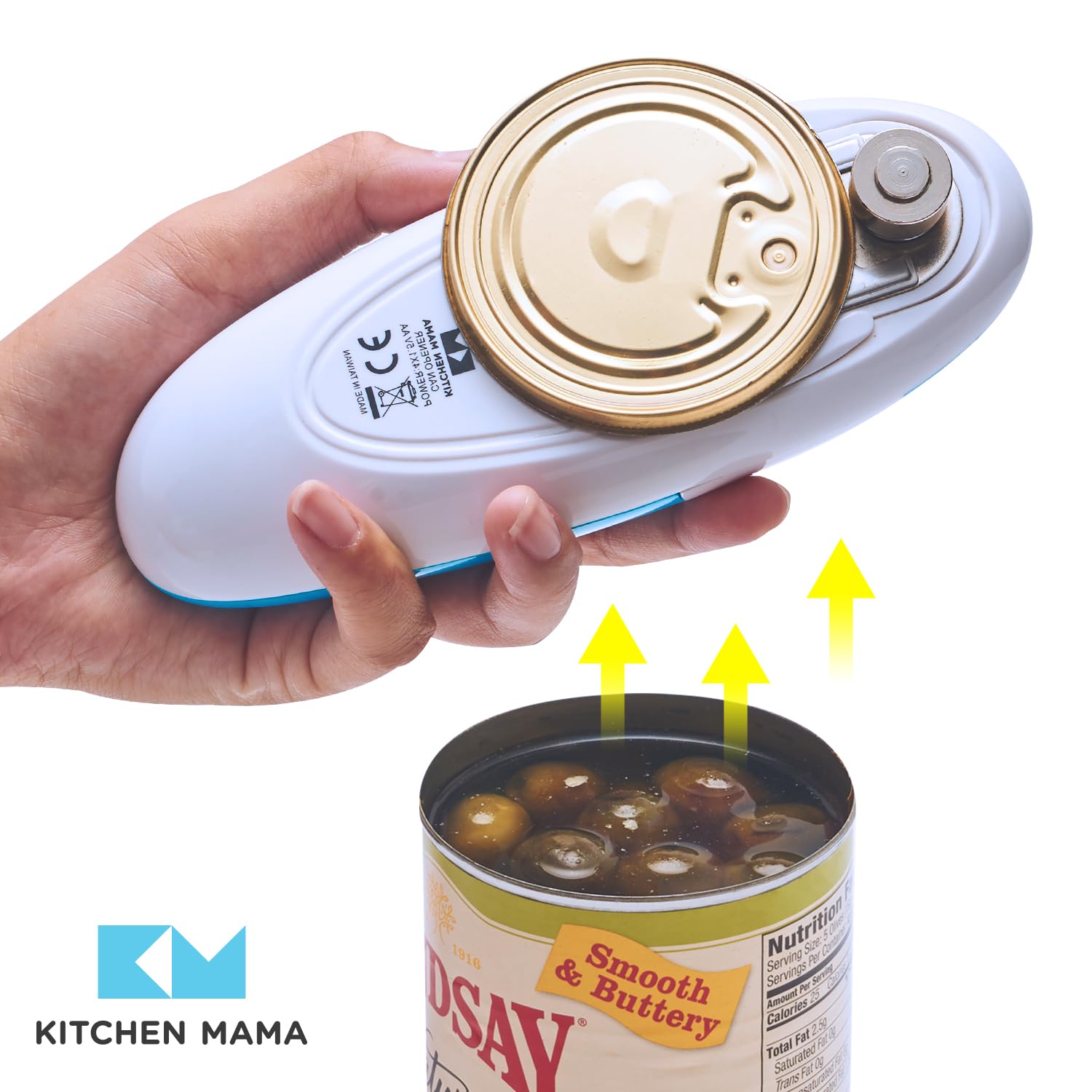Kitchen Mama lata abierta con borde liso que protege los dedos