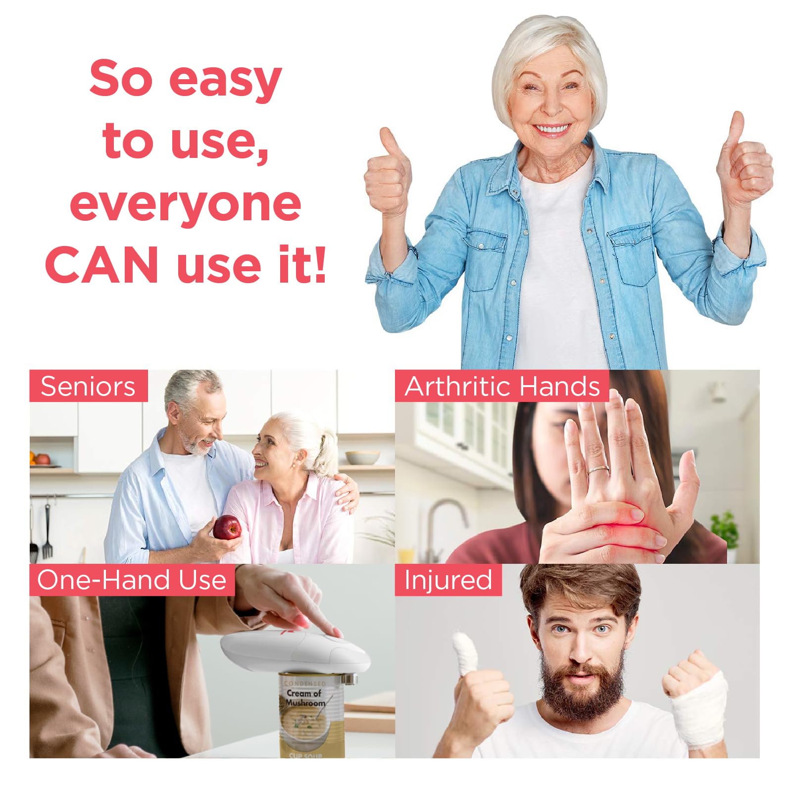 Kitchen Mama enfoque en la empuñadura ergonómica para manos débiles